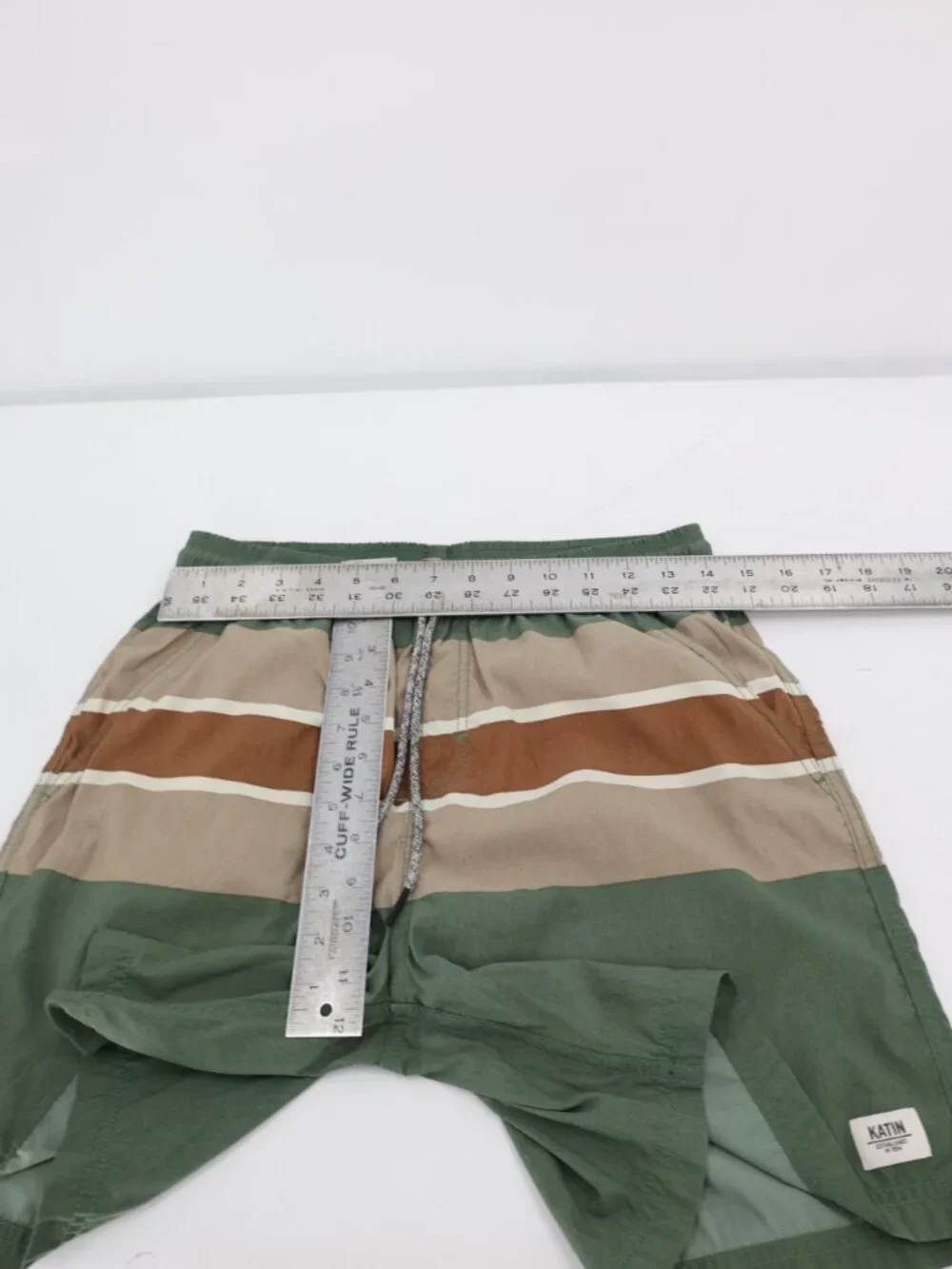 Katin Swim Trunks Mens Small Mesh Lined Striped Nylon Drawstring Elastic Waist